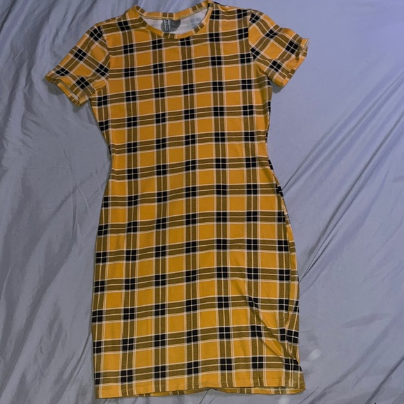 Yellow Plaid Midi Dress - Picture 1 of 2